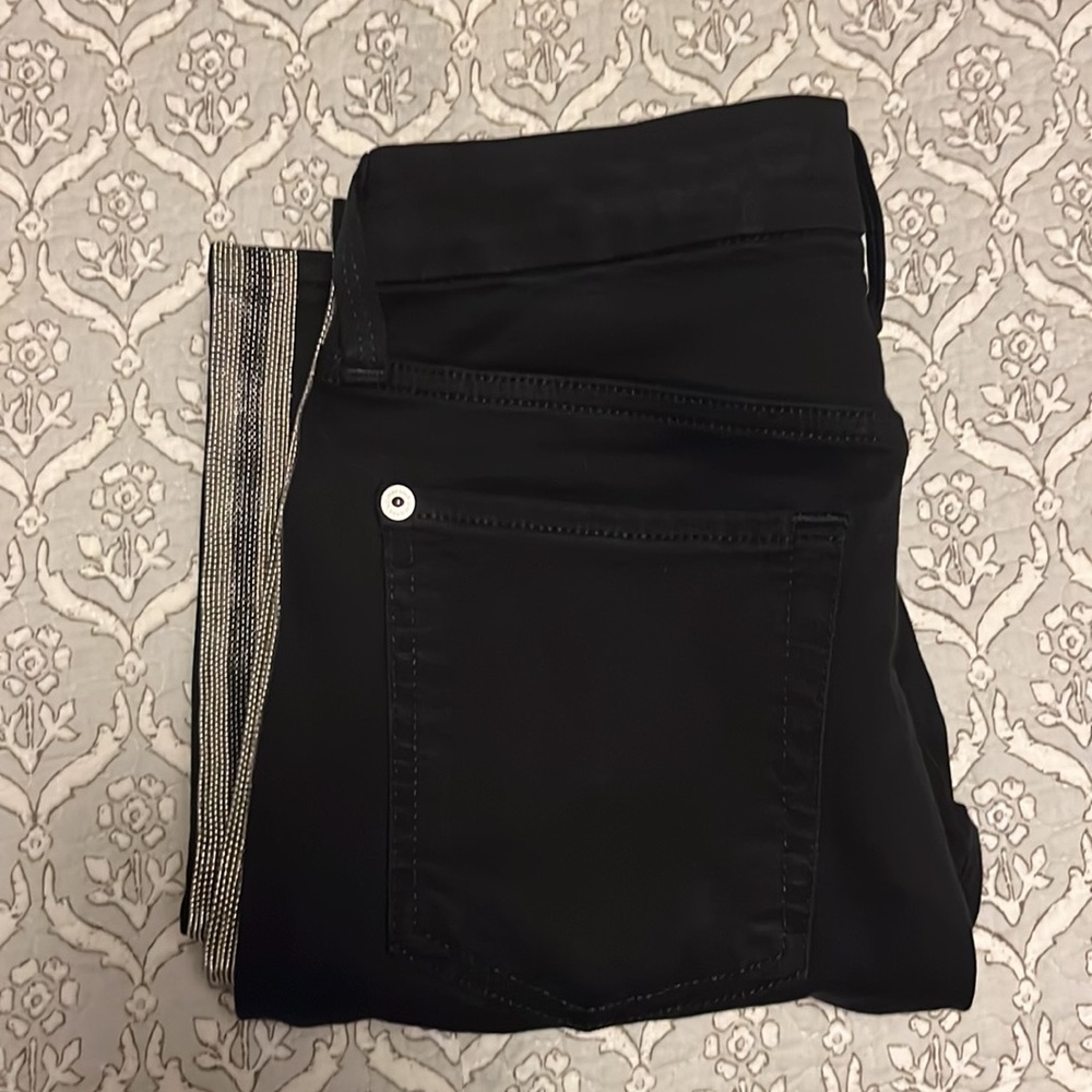 7 For All Mankind - The high waist able skinny black jeans. Side embellishments - Picture 8 of 16